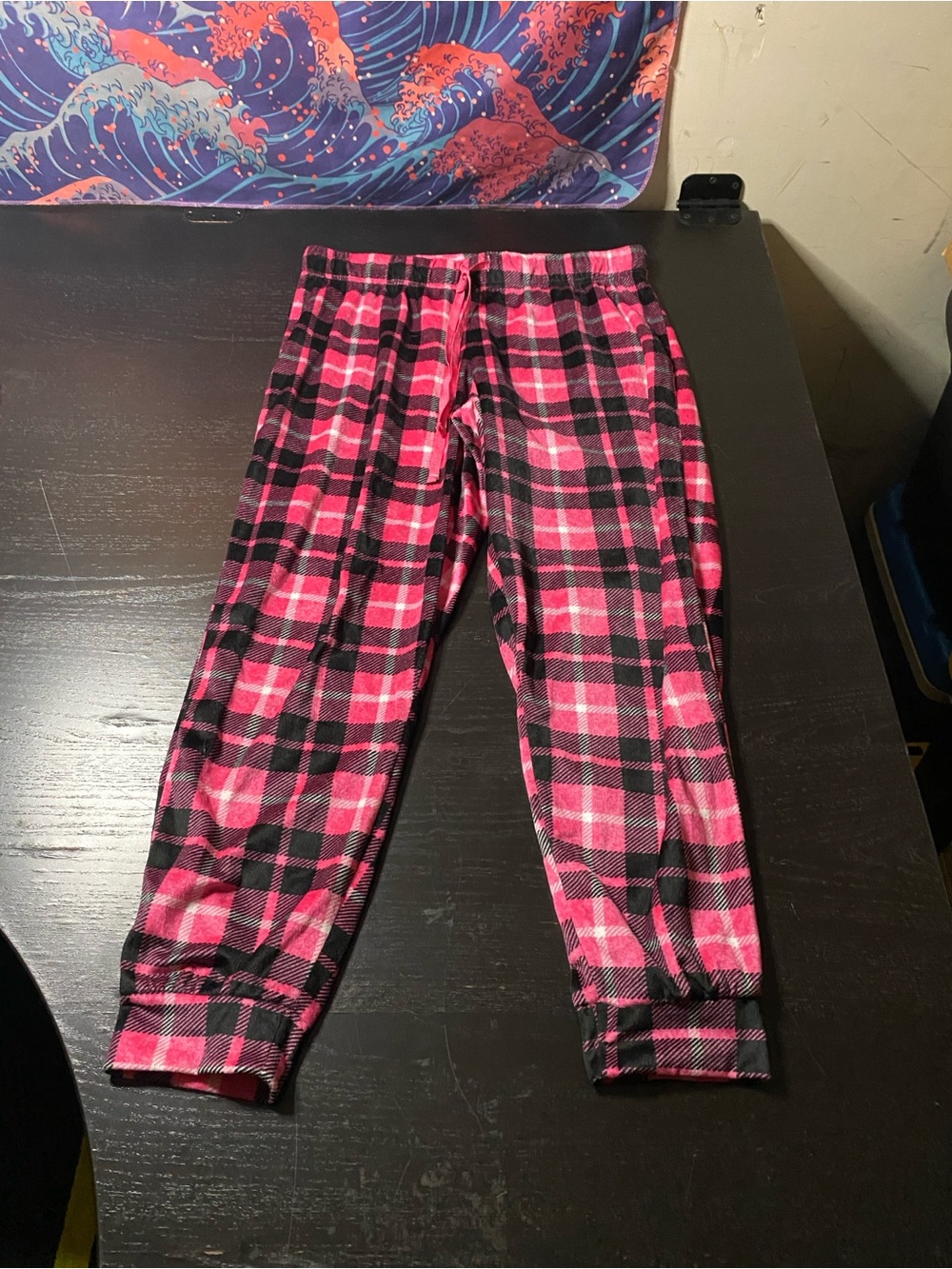 Women's Pink Plaid Fleece Pajama Pants - Cozy Lounge Bottoms